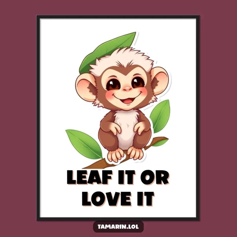 Free Printable Leaf Hat Monkey Wall Art - Funny Quirky Downloadable Decor