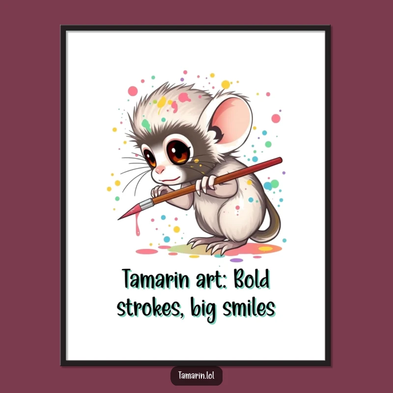 Free Printable Wall Art: Artistic Tamarin Paint Splash Funny Downloadable Decor