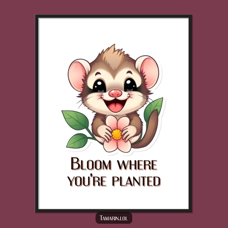 Free Printable Wall Art: Charming Tamarin Flower Peek for Playful Decor