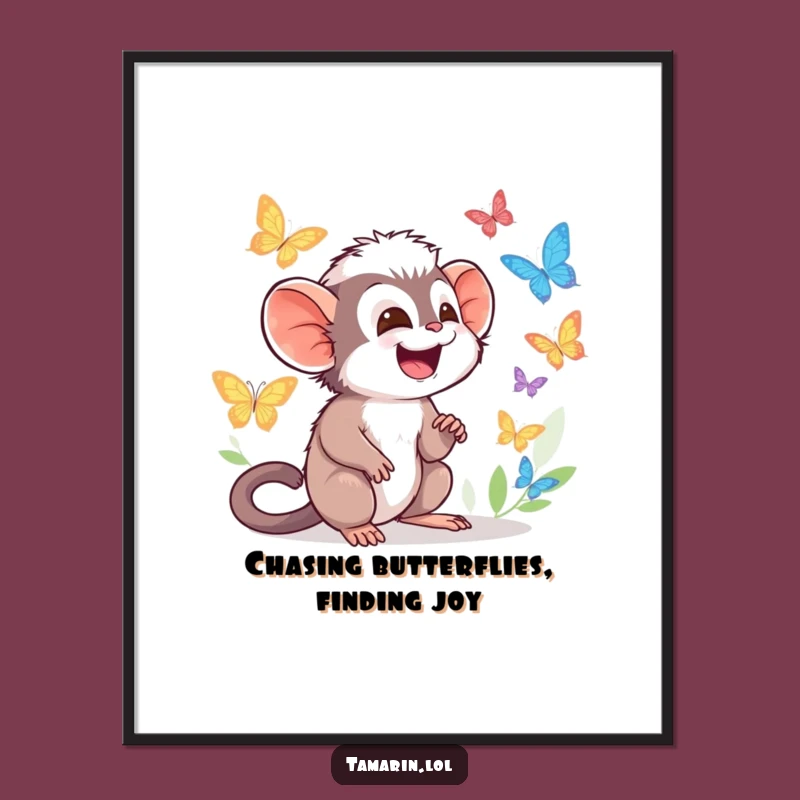Free Printable Wall Art: Tamarin's Butterfly Bliss for a Cheerful Downloadable Decor