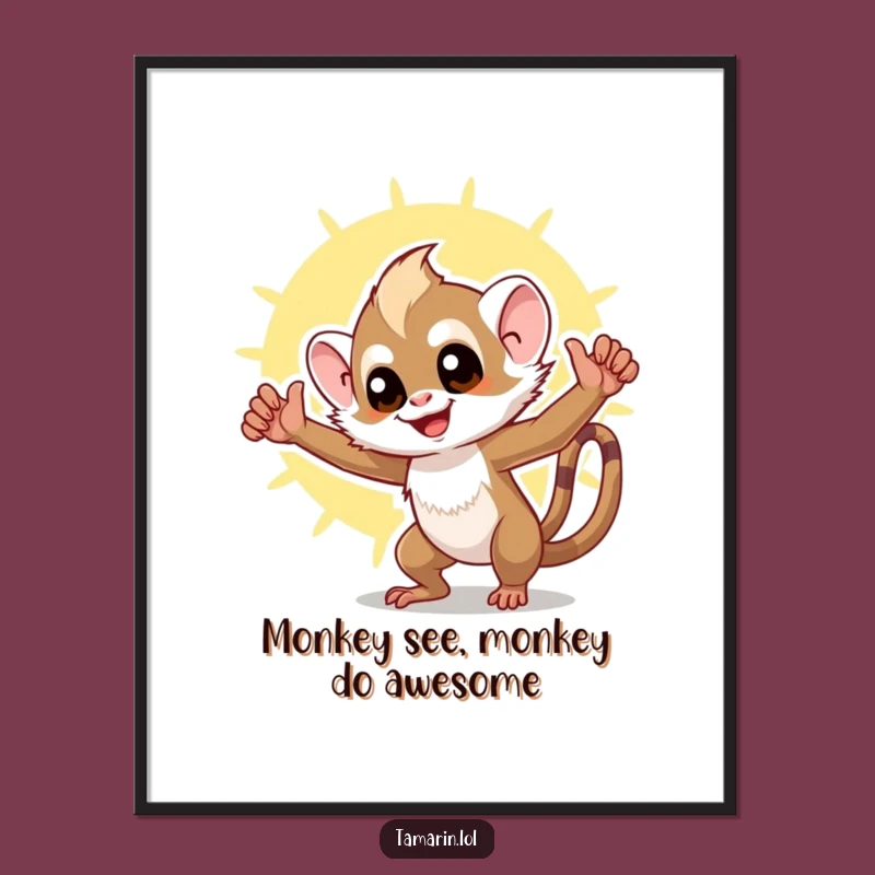 Funny Free Printable Tamarin Wall Art: Triumphant Pose downloadable art for your space