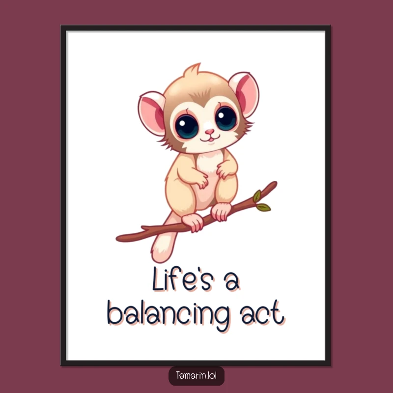 Funny Free Printable Wall Art: Tamarín Balancing Act, Quirky Primate Decor!