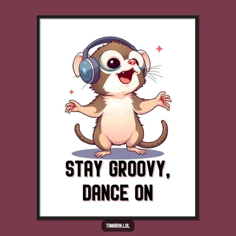Funny Free Printable Wall Art: Tamarin Music Dance Downloadable Decor