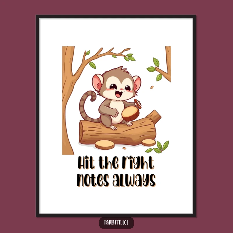 Free Printable Wall Art: Hilarious Drumming Tamarin Jungle Beat for Your Decor