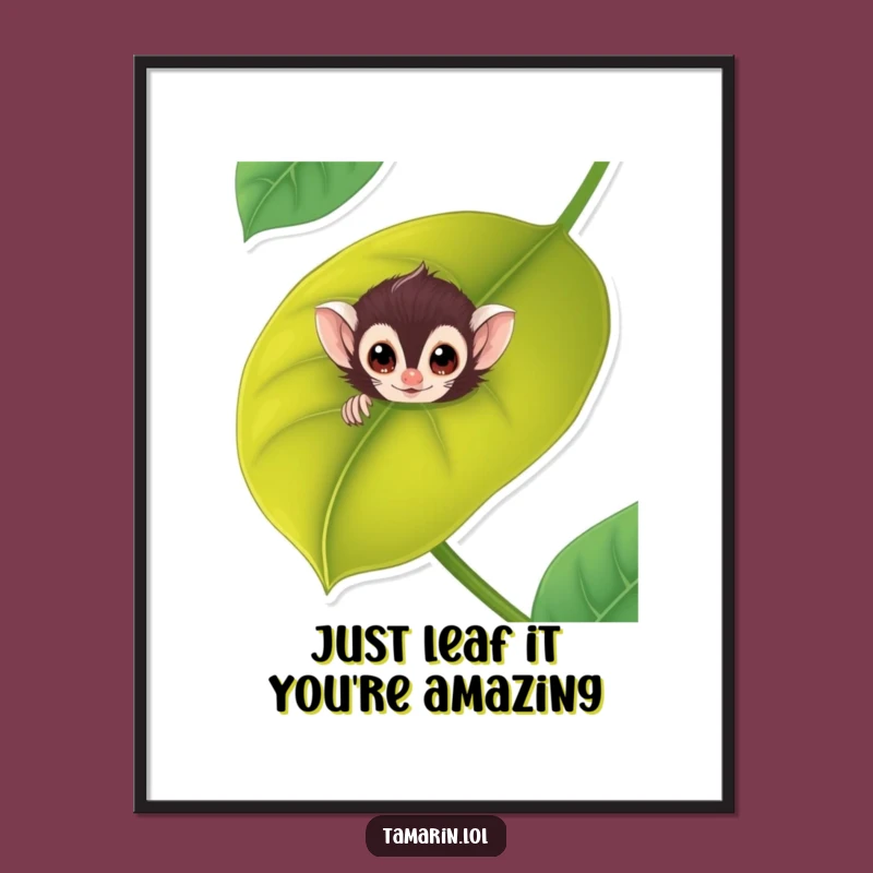 Free Printable Tamarin Wall Art: Funny Jungle Leaf Peeker Downloadable Art for Humorous Decor