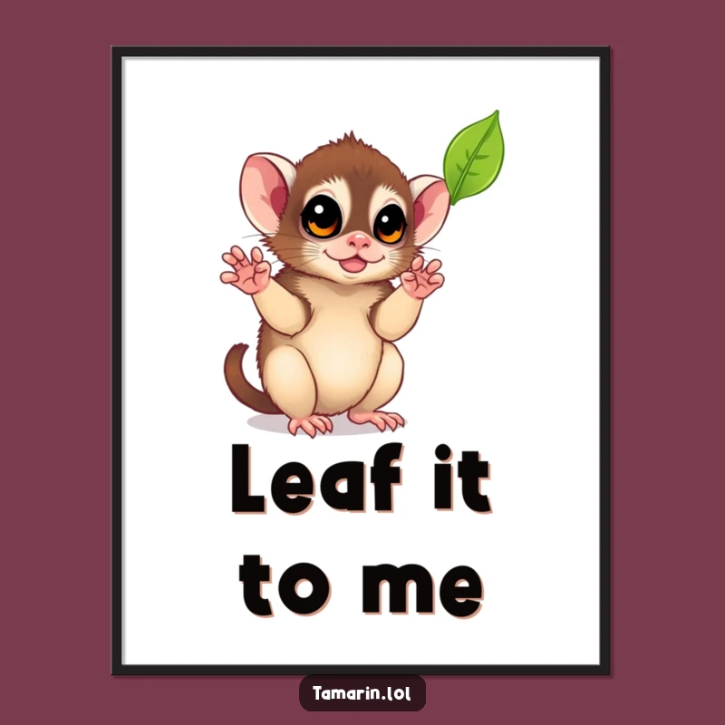 Free Printable Wall Art: Playful Tamarin Leaf Catch Downloadable Nature Decor