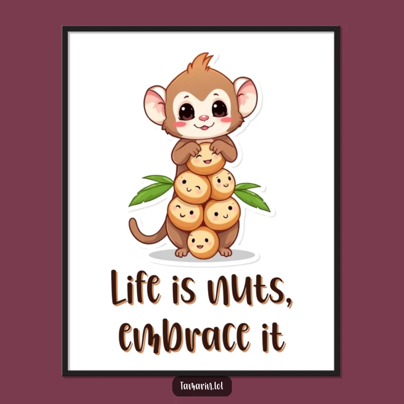 Free Printable Wall Art: Funny Tamarin Coconut Art Downloadable Decor
