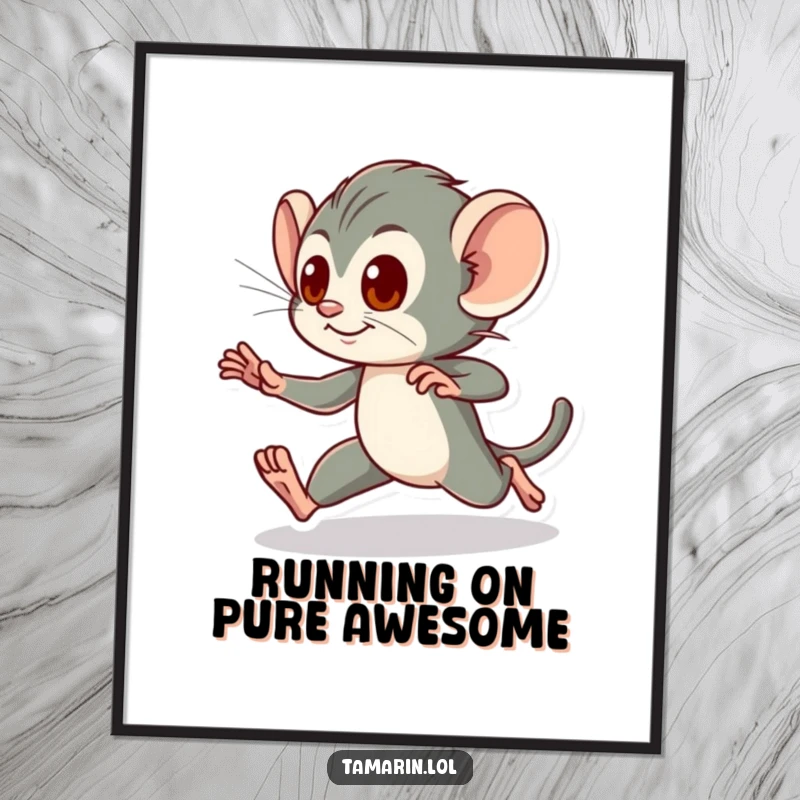 Funny Free Printable Wall Art of a tamarin in a quick, energetic dash, conveying speed and playful motion.