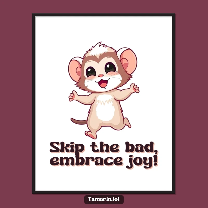 Free Printable Tamarin Wall Art: Happy Skip Downloadable Decor