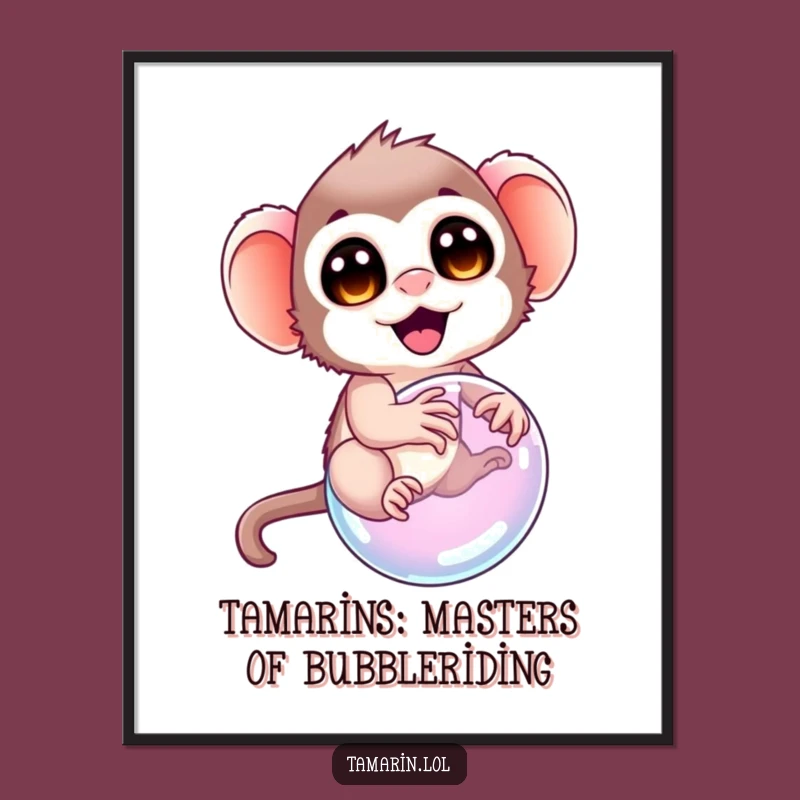 Free Printable Wall Art: Tamarin Bubble Ride Funny Downloadable Decor