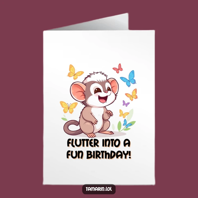 Free Printable Birthday Card: Tamarin Butterfly Fun for a Joyful Downloadable Gift