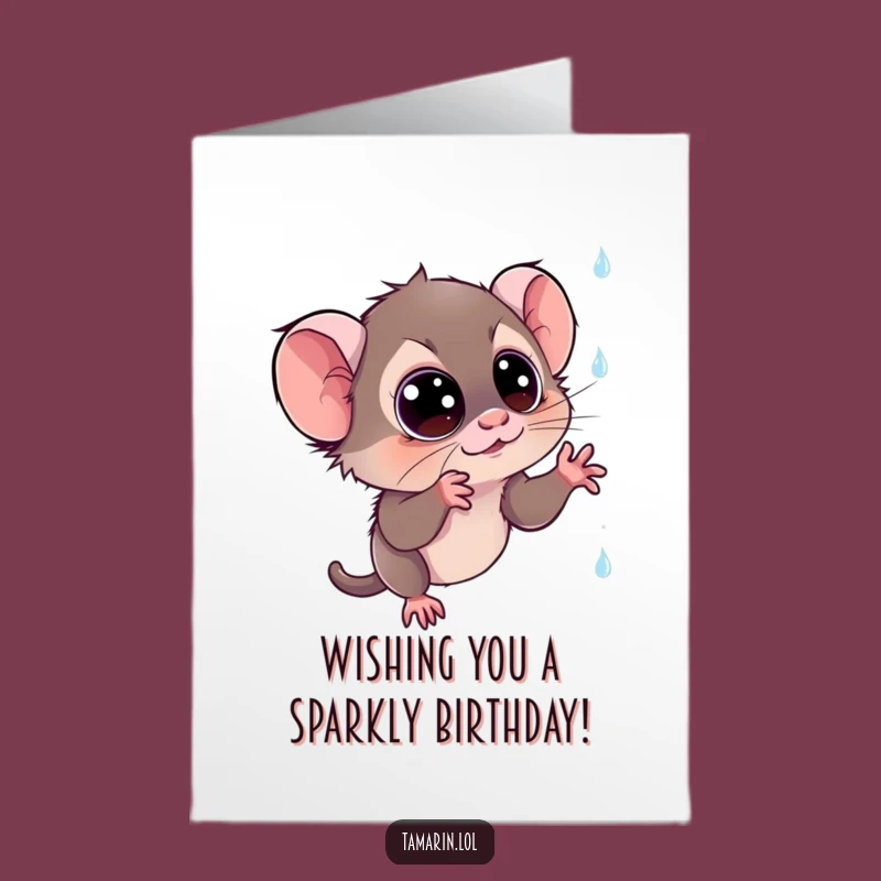 Free Printable Birthday Card: Wacky Tamarin Sparkle Rain Downloadable Gift