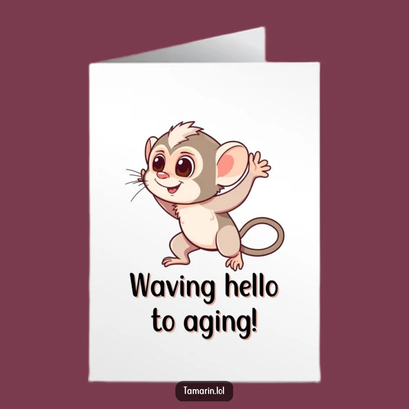 Free Printable Birthday Card: Waving Tamarin Speedy Hello Downloadable Gift