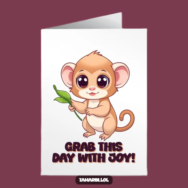 Free Printable Birthday Card: Wide-Eyed Tamarin Leaf Chase DIY Downloadable Gift