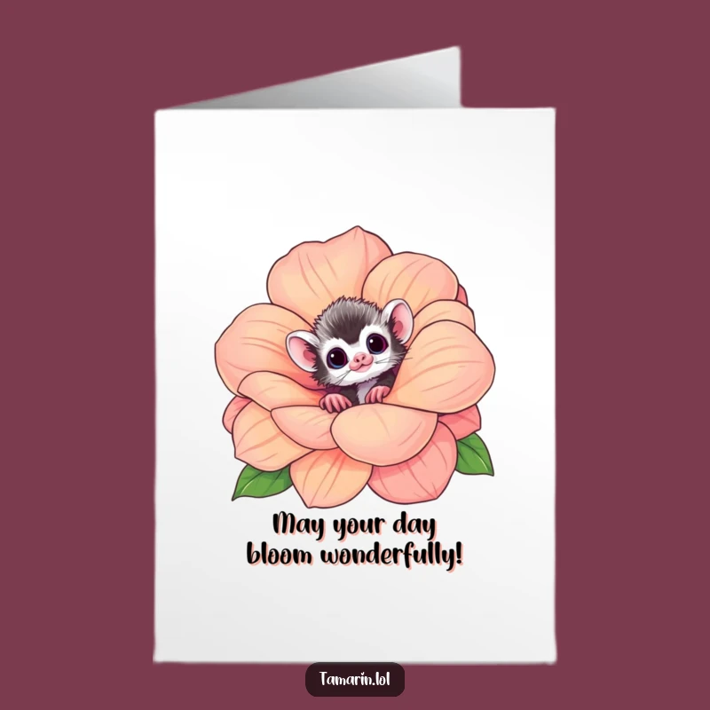 Free Printable Tamarin Flower Birthday Card: Funny Downloadable Gift for Monkey Lovers