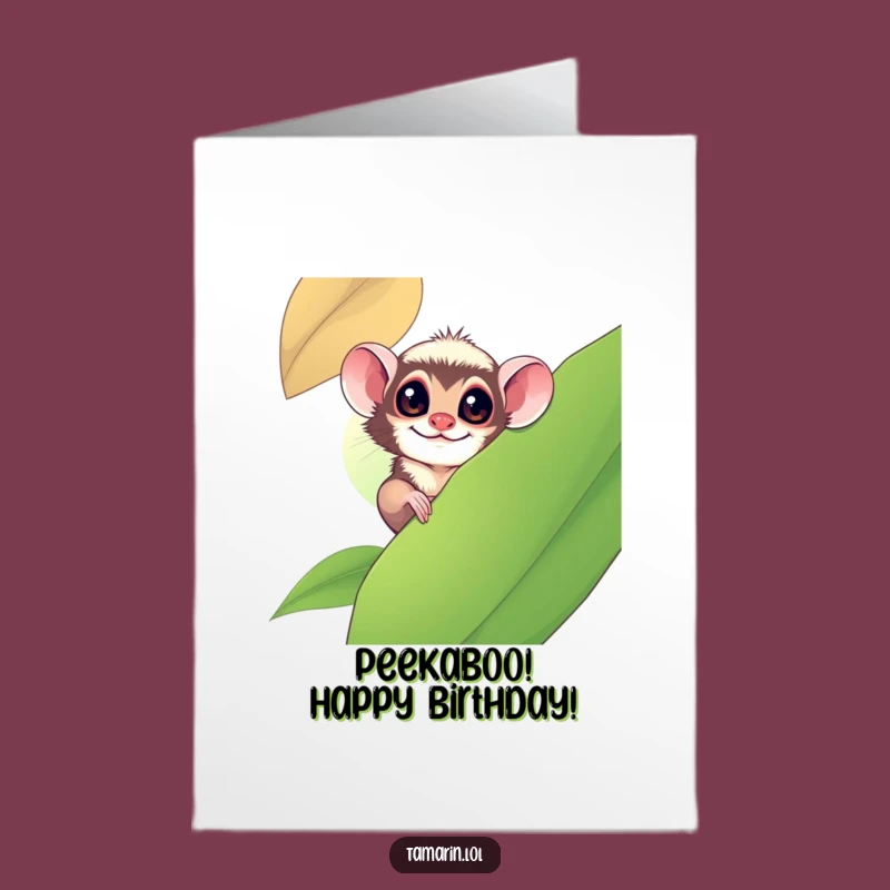 Free Printable Tamarin Birthday Card: Funny Peek-a-Boo Downloadable Greeting