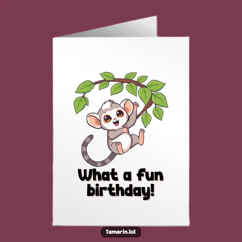 Free Printable Birthday Card: Curious Tamarin - Funny Downloadable Gift