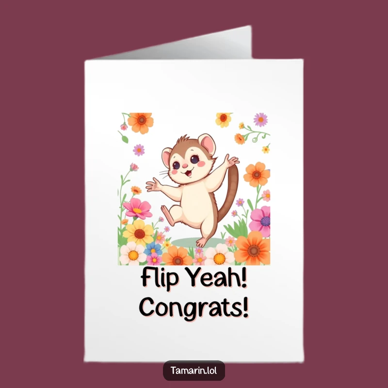 Free Printable Tamarin Card: Cartwheel Flowers Congratulations Downloadable Gift