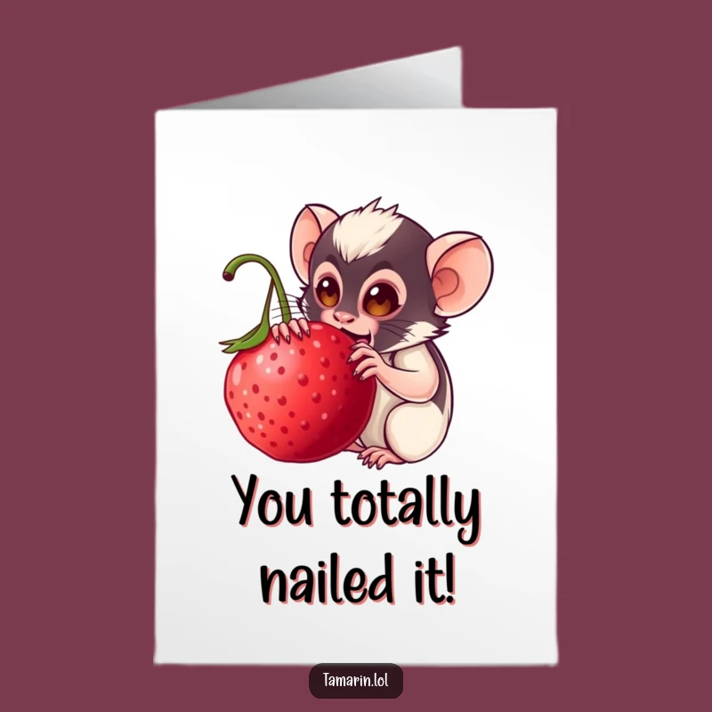 Free Printable Congrats Card: Funny Tamarin Berry Feast Downloadable Gift