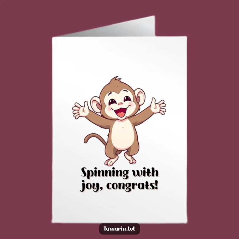 Free Printable Congrats Card: Joyful Tamarin Monkey, Downloadable Art for a Celebratory DIY Gift