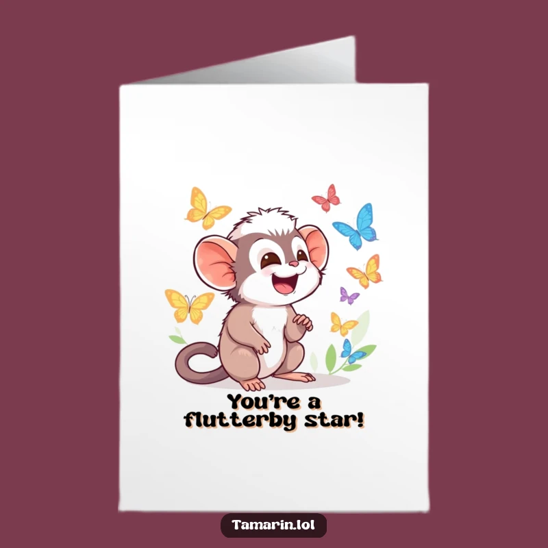 Free Printable Congrats Card: Tamarin Butterfly Chase for a Whimsical Downloadable Gift