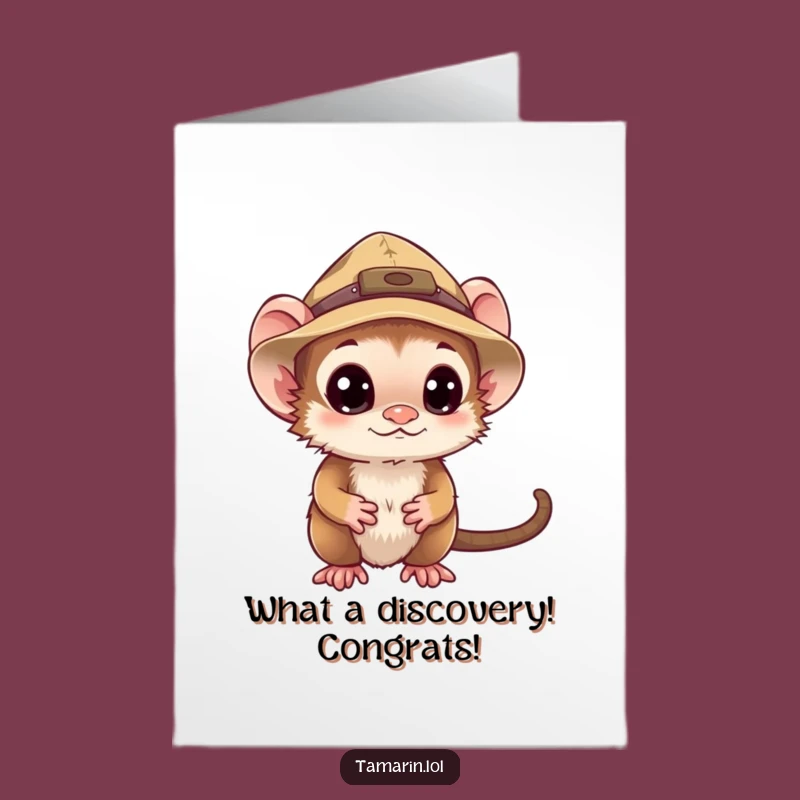 Free Printable Tamarin Congrats Card: Curious Explorer, Funny Downloadable Achievement Gift