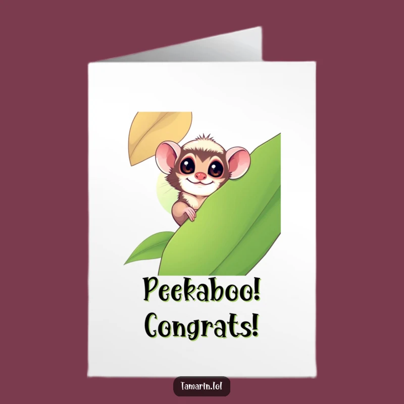 Free Printable Tamarin Congrats Card: Funny Peek-a-Boo Downloadable Celebration