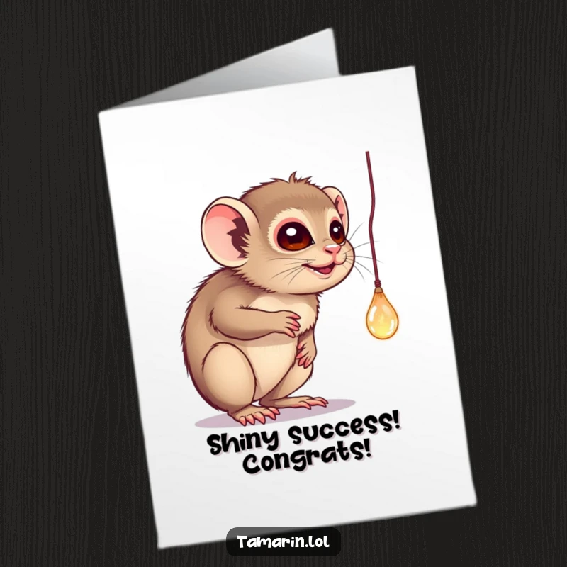 Free Printable Congratulations Card: A tamarin playfully batting at a sparkling item, showcasing curiosity and excitement.