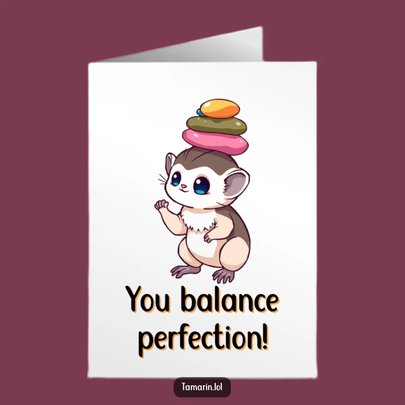 Free Printable Congrats Card: Funny Tamarin Pebble Stack Downloadable Gift