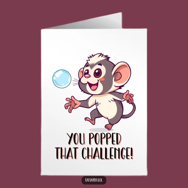 Free Printable Tamarin Bubble Congrats Card: Humorous Downloadable Greeting for Big Wins