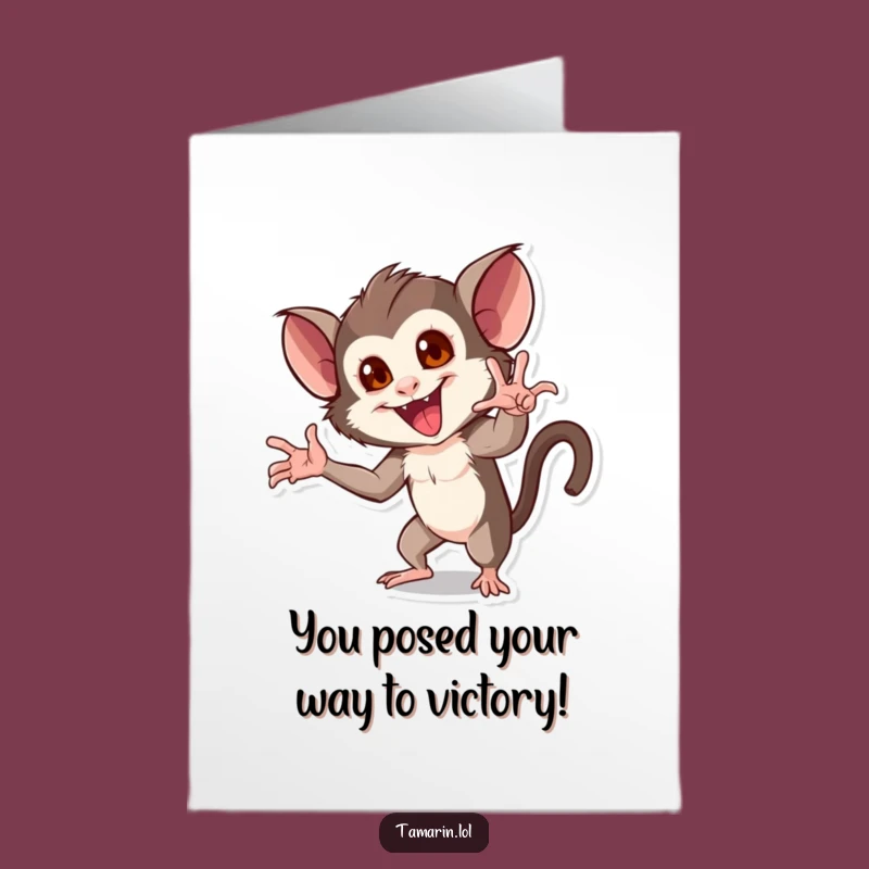 Free Printable Congrats Card: Tamarin's Grand Achievement Pose DIY Downloadable Gift