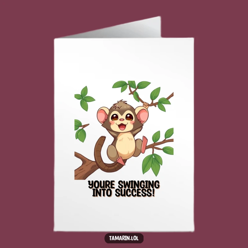 Joyful Free Printable Congrats Card: Tamarin Swinging, Funny Downloadable Gift for Any Occasion