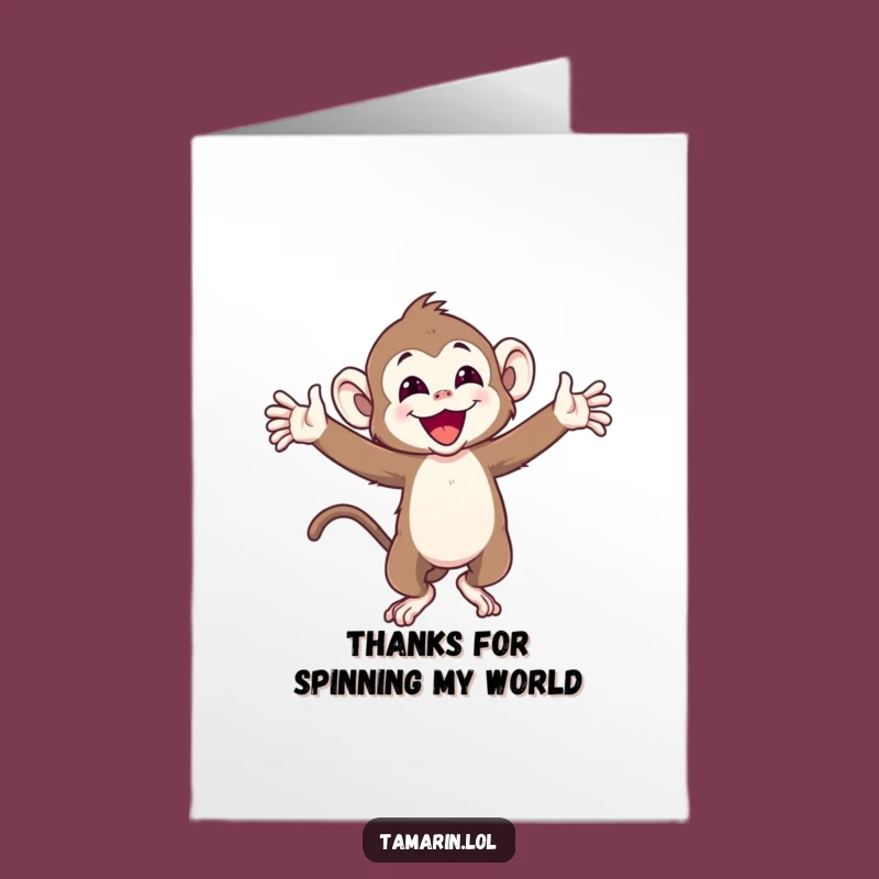 Free Printable Thank You Card: Joyful Tamarin Monkey, Downloadable Art for a Grateful DIY Gift