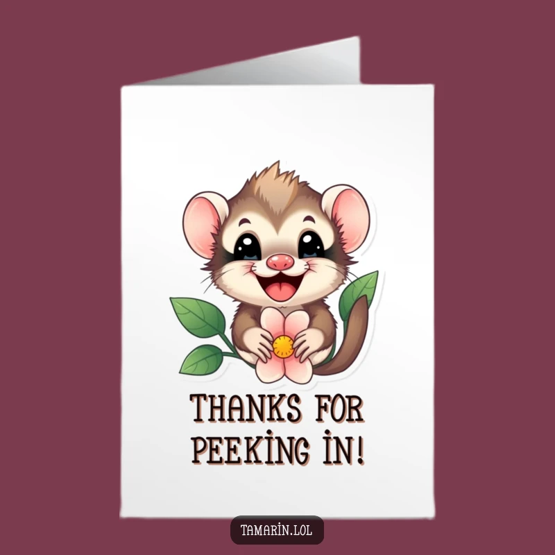 Free Printable Thank You Card: Sweet Tamarin Flower Peek for Gratitude
