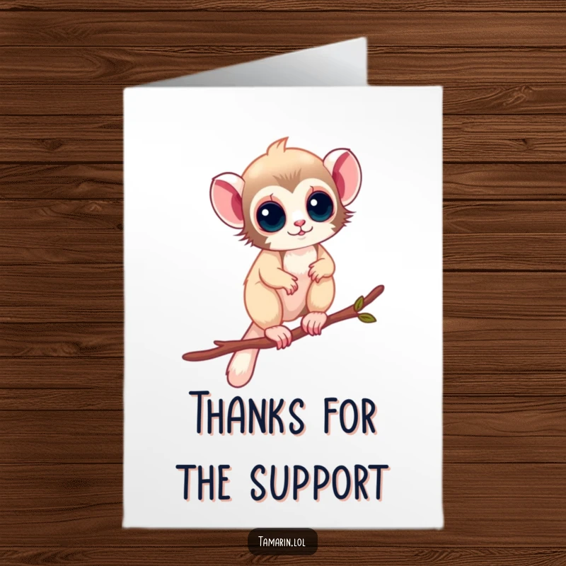 Funny Free Printable Thank You Card featuring a tamarin gracefully balancing on a twig, a unique thank you.
