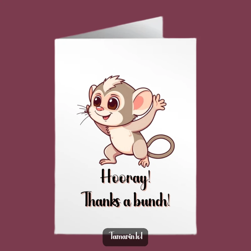 Free Printable Thank You Card: Waving Tamarin Fast Thanks Downloadable Gift
