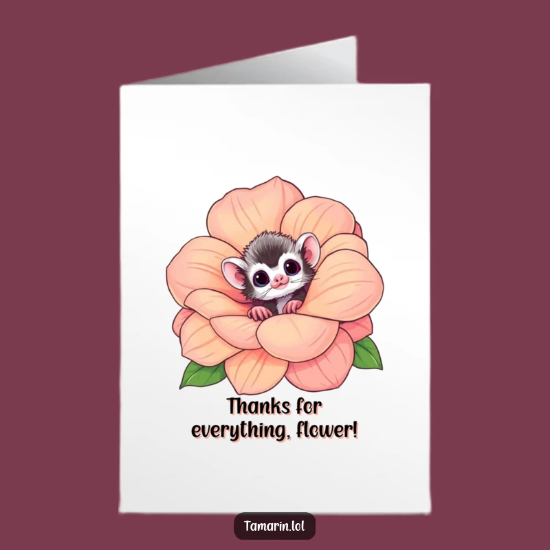 Free Printable Tamarin Flower Thank You Card: Funny Downloadable Note of Gratitude