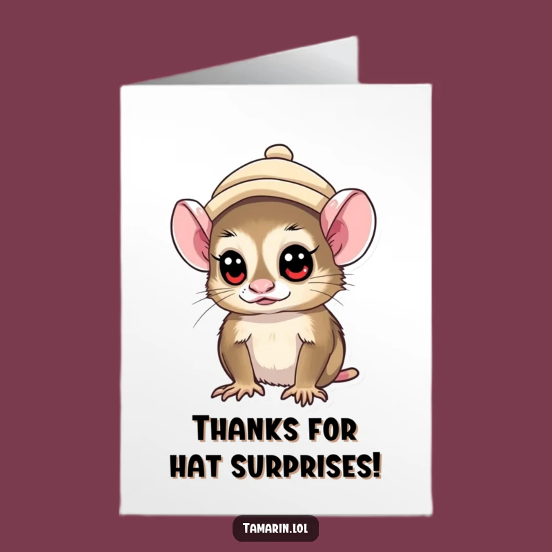 Free Printable Tamarin Thank You Card: Funny Hat Wearer Downloadable Gratitude