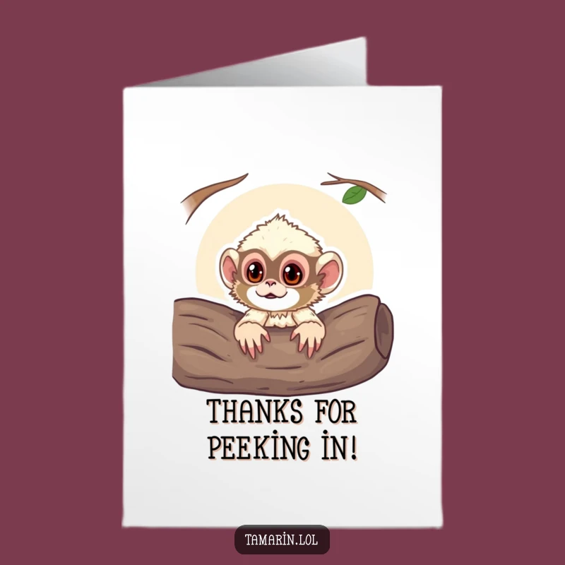 Free Printable Thank You Card: Curious Tamarin Monkey, Downloadable Art for a Grateful DIY Gift