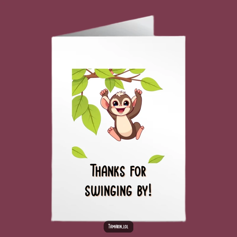 Free Printable Swinging Monkey Thank You Card - Funny Downloadable Gift