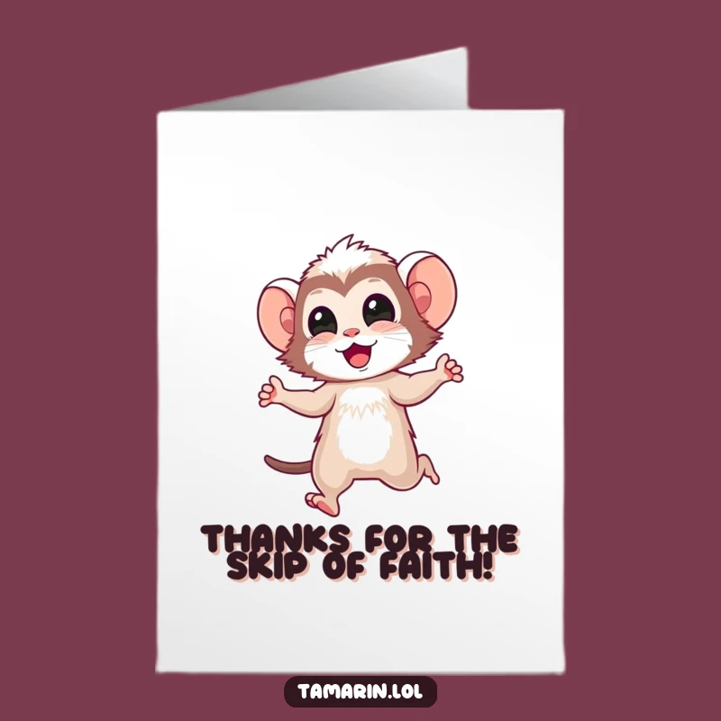 Free Printable Tamarin Thank You Card: Cheerful Skip Downloadable Thanks