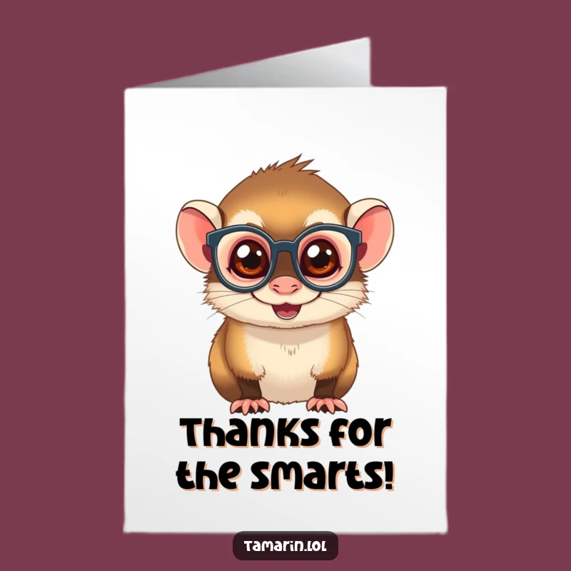 Free Printable Thank You Card: Spectacled Tamarin Grin Downloadable Appreciation Gift