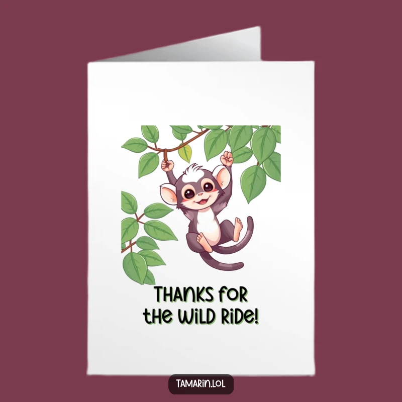 Free Printable Thank You Card: Tamarin's Thankful Swing - Funny Downloadable Gift