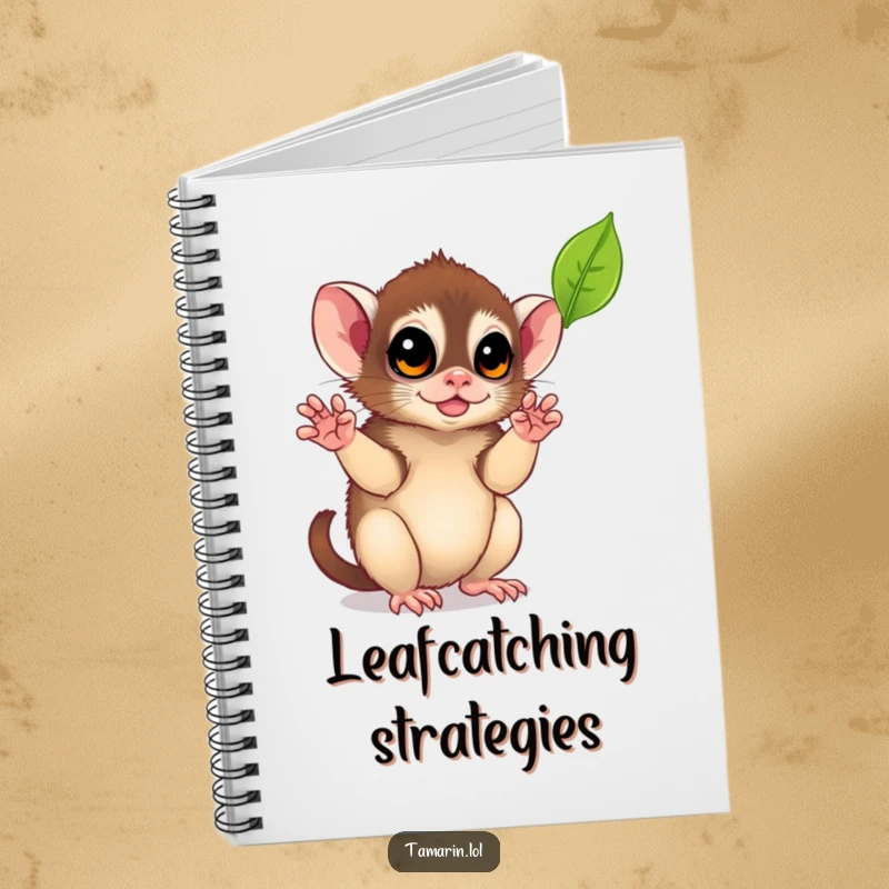 Funny Leaf-Catching Tamarin Notebook: A notebook featuring a monkey reaching for a leaf, ideal for capturing thoughts with a touch of playful nature.