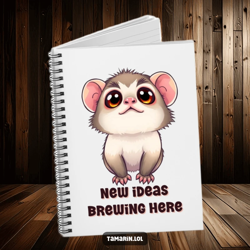 Funny tamarin notebook featuring a monkey with wide, curious eyes, ideal for capturing thoughts and inspiring creativity.