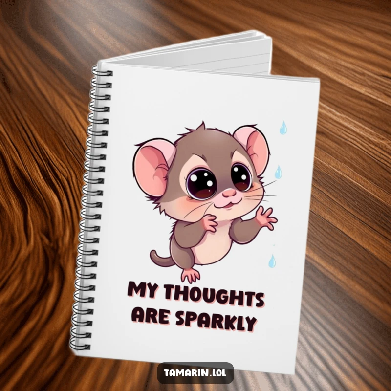 Funny tamarin notebook: a beautiful journal with a wide-eyed monkey catching sparkling rain on its cover, perfect for capturing ideas.