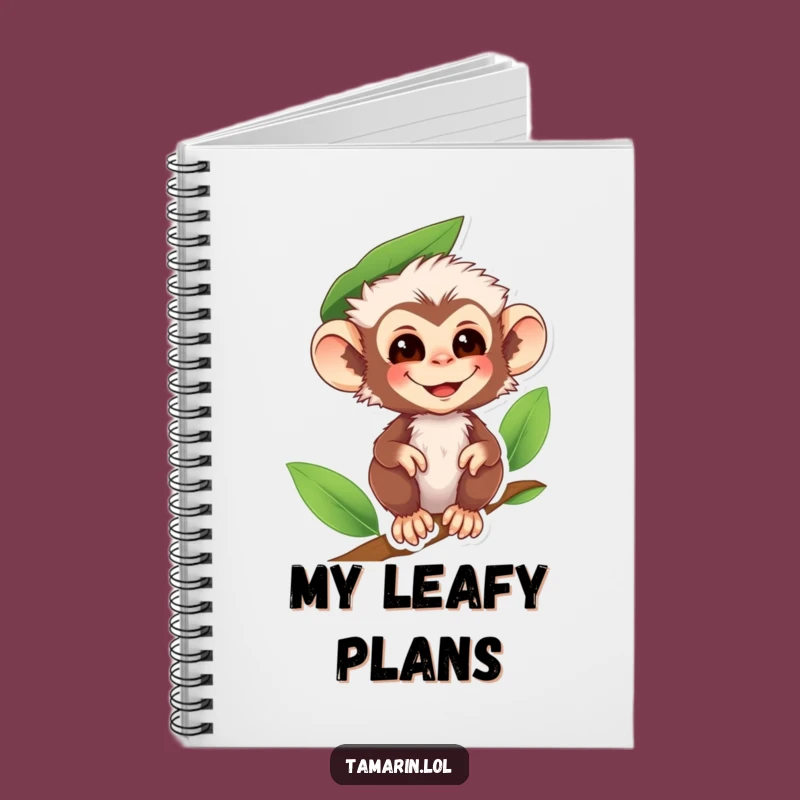 Funny Tamarin Monkey Leaf Hat Notebook - Journal Your Primate Adventures