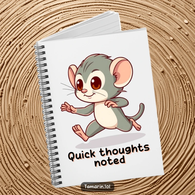 Funny Notebook: A tamarin dashes energetically, symbolizing quick thinking and action, a perfect funny gift.