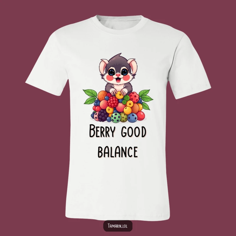 Funny Tamarin Berry T-Shirt: Balancing Primate Graphic, Adorable Funny Gift Tee
