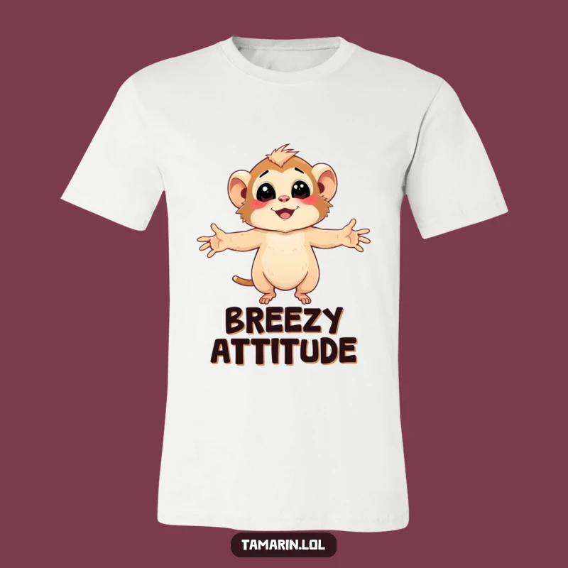 Funny Tamarin Free Spirit T-Shirt - Embracing Breeze Character, Perfect Gift